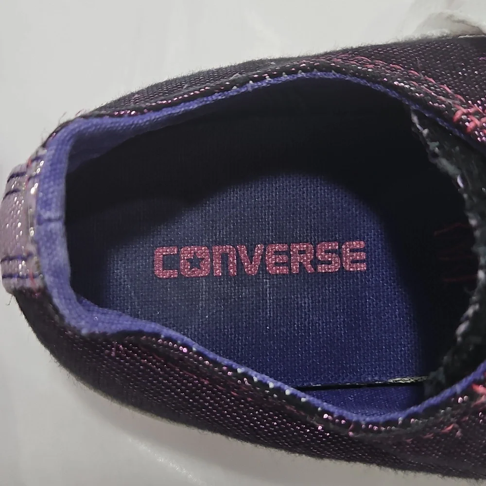 Converse All Star Purple Double Tongue Junior Dot Shimmer Sneakers Sz 4